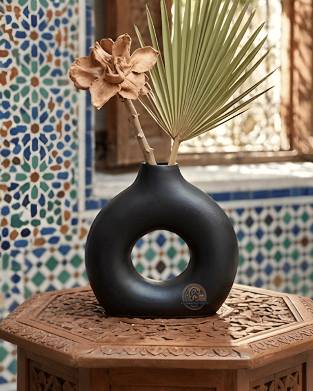Mini Textured Matte Black Tafoukt Vase